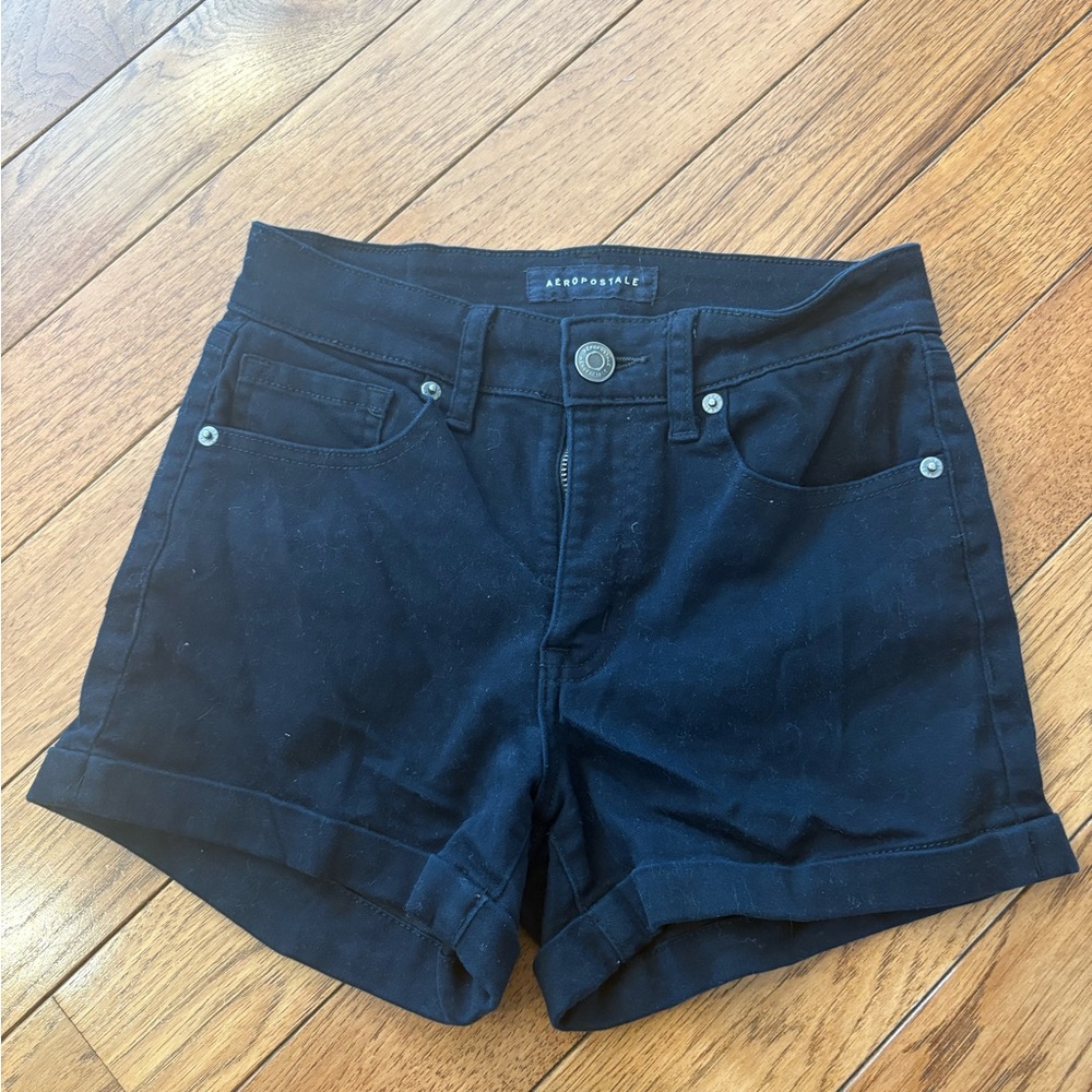Aeropostale Women's Black Shorts Size 2 High Rise Midi